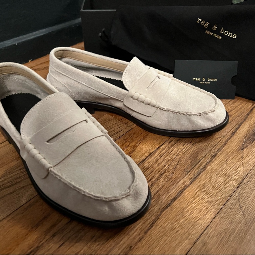 Rag & Bone Carter Suede Cream Loafers